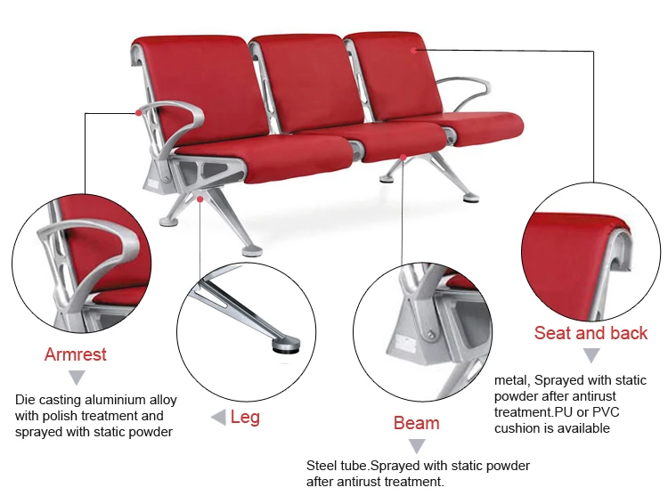 Good quality waiting room bench for hospital clinic beam seat