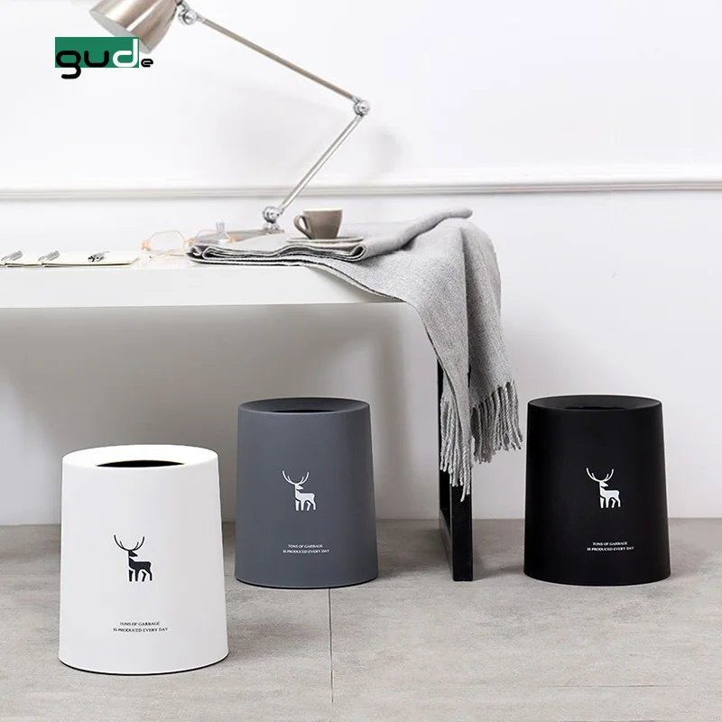 2019 new design household double layers modern custom round plastic double-deck trash can toilet trash can for sale