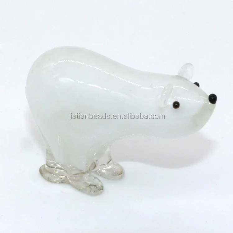 small murano glass pola bear animal figurine white sea bear glass bear figurine
