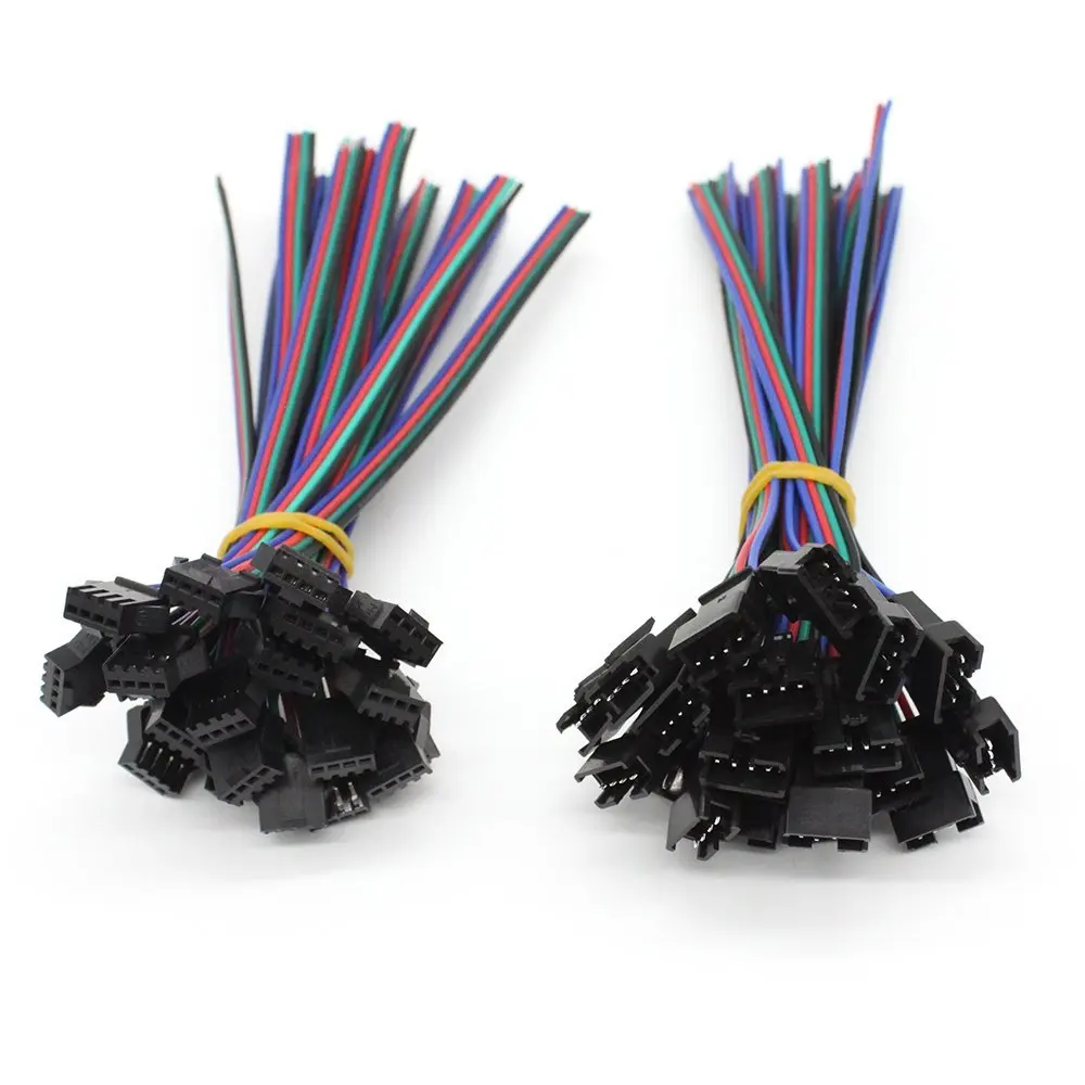 
JST SM 2.50mm Pitch LED Strip Wire Connectors 4 Pins Male Female Cable for RGB Strip 