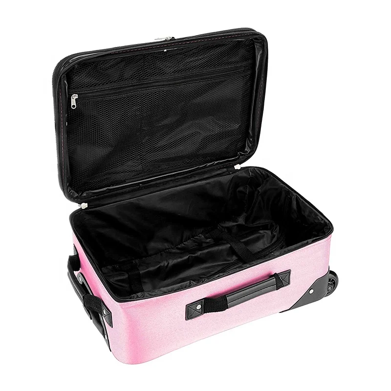 Pink Nylon Hardside Carry on Travel Suitcases  2 pcs Trolley Luggage Bag Sets For Women