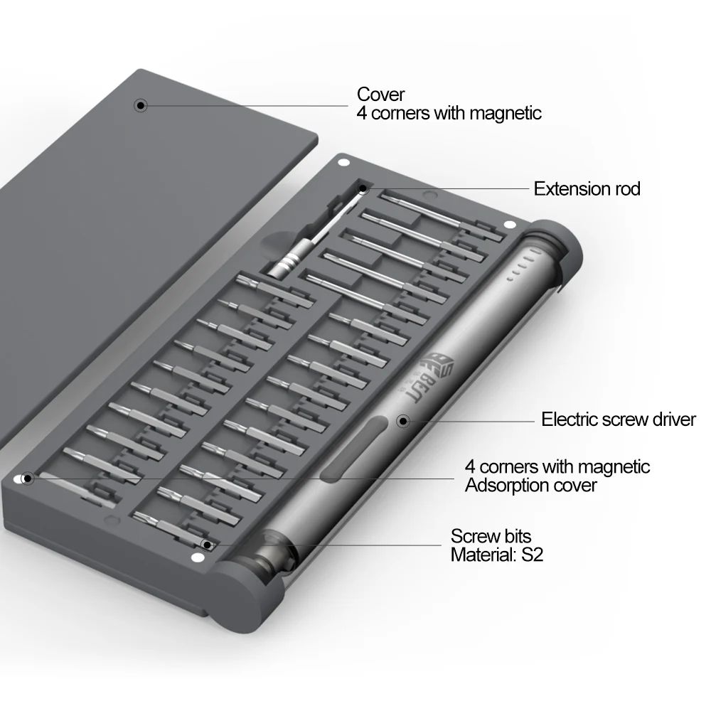 
BESTOOL 57 in 1 With Magnet Pad Magnetizer Electric Screwdriver Set Rechargeable Mini Cordless Power Screw Driver Kit 