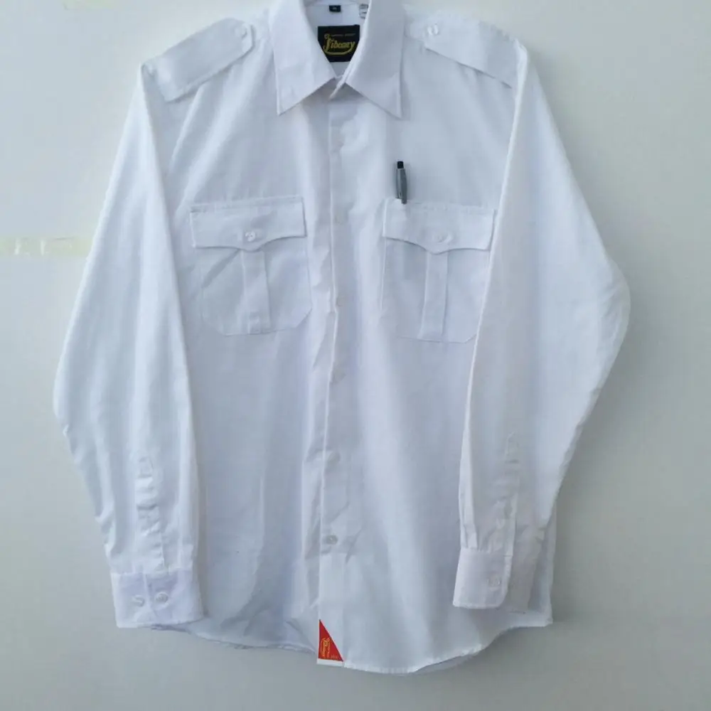 Wholesale Security Long Sleeve Dress shirts  Pilot White Dress Shirt for Men