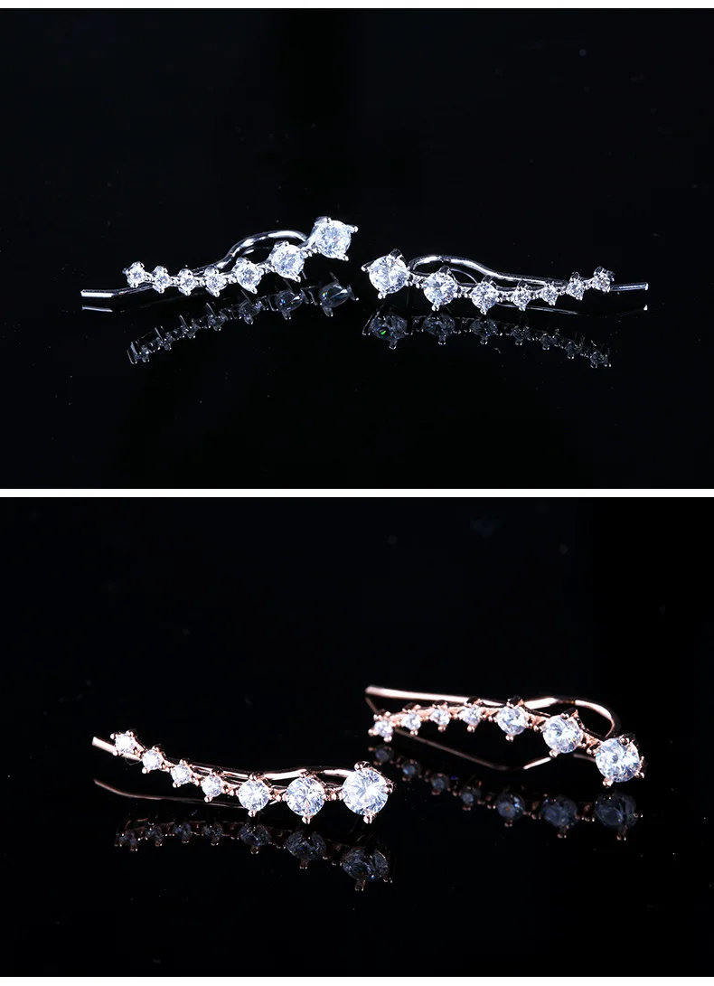 hot sale 2024 style fine silver jewellery clear cubic zircon sterling s925 silver tassel Fashion Korean Earrings For Women