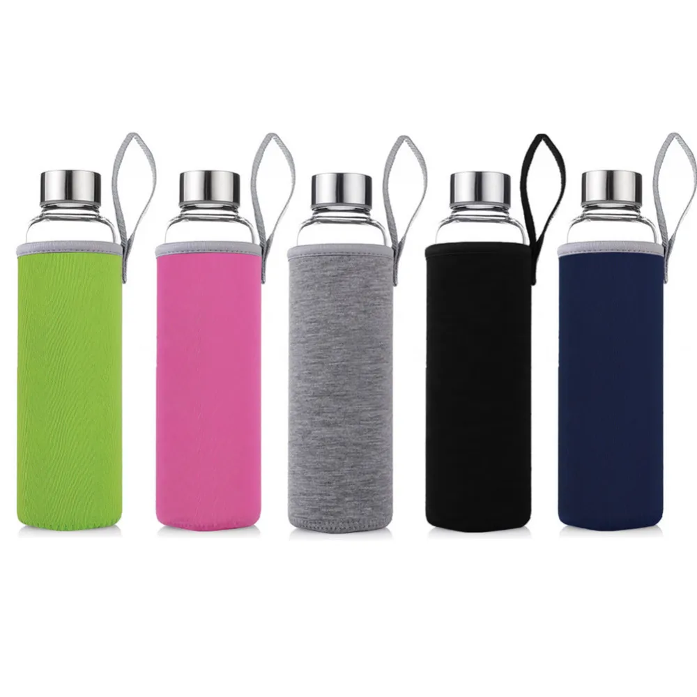 550 ml Portable Glass Water Juice Bottle with Tea Infuser Protective Carry Bag Drinking Filter in Home Outdoor Travelling