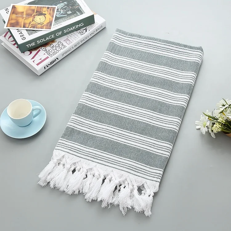 Turkish 100% Cotton Tassels Terry Beach Towel Custom Printed Wholesale Jacquard Beach Turkish Towel For Spa Hotel Picnic Beach