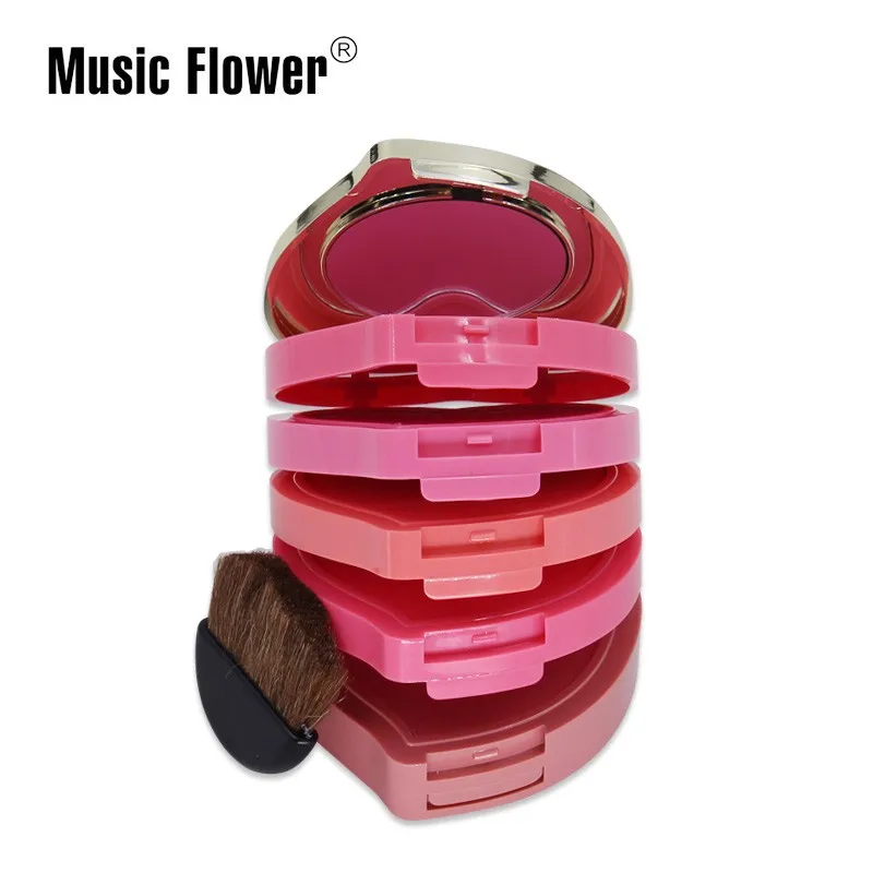 Hot selling cosmetics make-up waterproof 5 layers 5 colors  mineral pressed powder blush private label OEM manufacturer