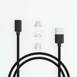 Hot Amazon Light Micro Type C Multi 3 in 1 Nylon Braided Automatic Adsorption Magnetic USB Charging Data Cable for Cell Phones