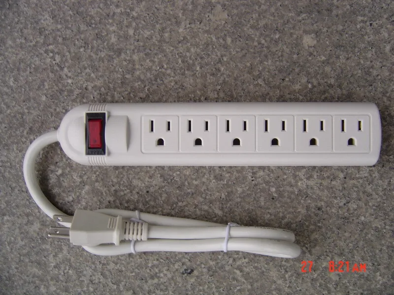 America Standard ETL 3 pin US with 6way socket outlet and 2 usb ports power strip
