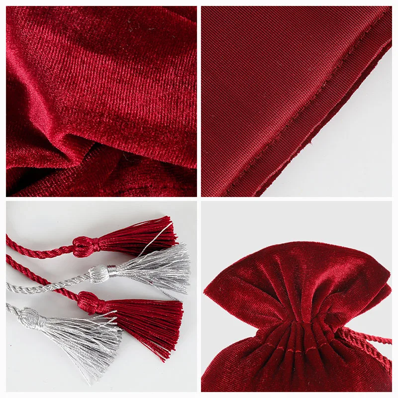 Custom Printed  Small Velvet Drawstring Jewelry Pouches Recyclable Gift Bags
