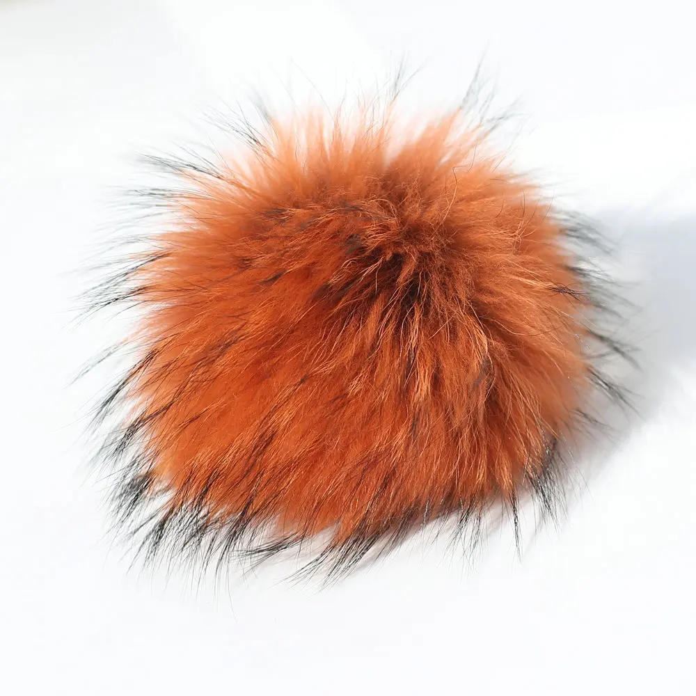 fashion colorful pompons fur ball 14cm  with snap  for decorate wholesale real raccoon fur pom pom