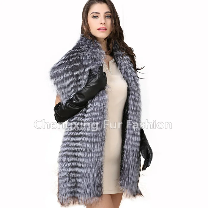 CX-B-79C Natural White Fox Fur Stole Real Fox Fur Cape Genuine Fur Shawl For Women
