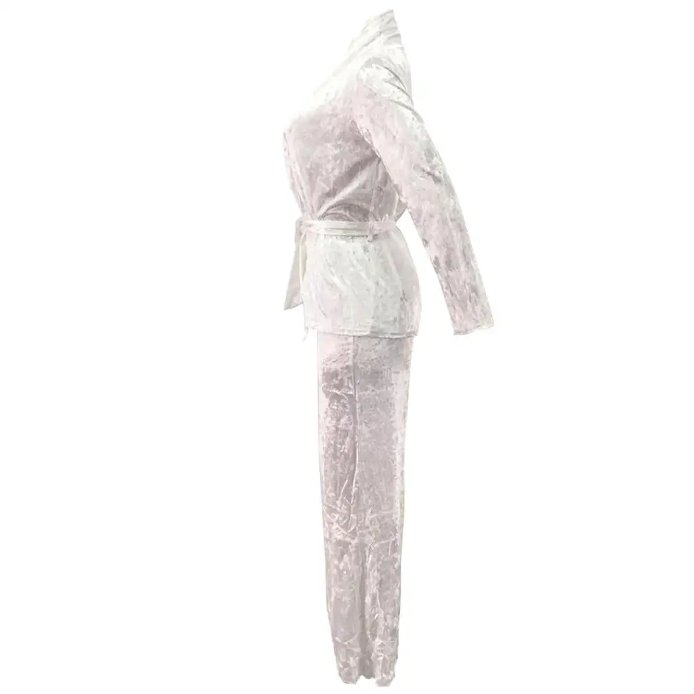 Fashion sexy women casual velvet two pieces suits casual nightclub party tracksuit home wear pants set E3296
