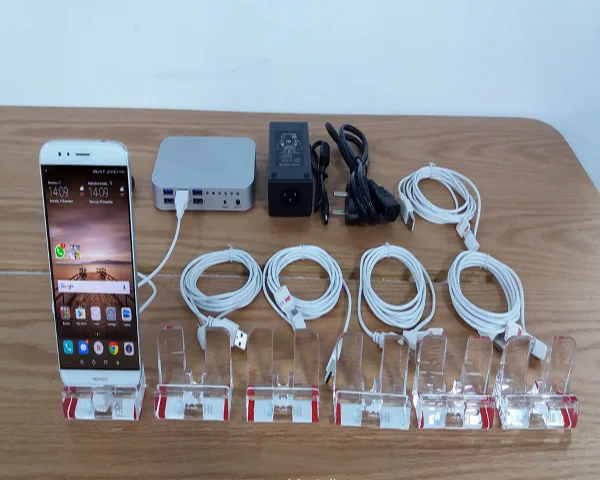 mobile phone 6 circuit anti-theft display cell phone shop 6 port anti theft alarm device