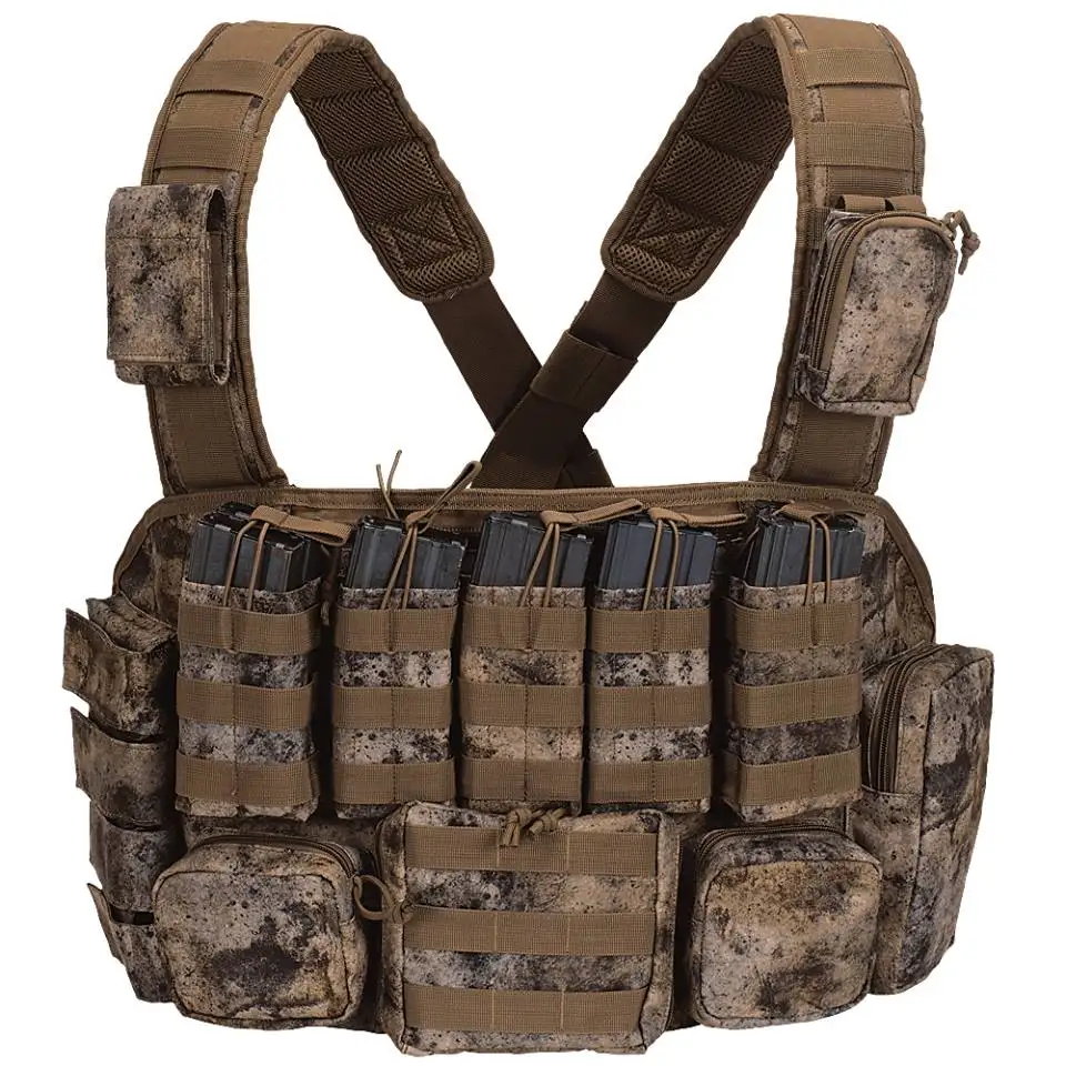 Tactical Adjustable  Chest Rig, Coyote Combat Vest,  Modular Assault  Chest Rig With Magazine Pouches