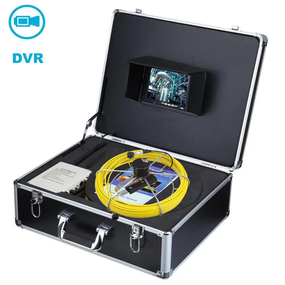 Factory Price 1000TVL 23mm Lens Industrial Endoscope 20M Fiberglass Cable 7 inch Sewer Pipe inspection camera System With DVR
