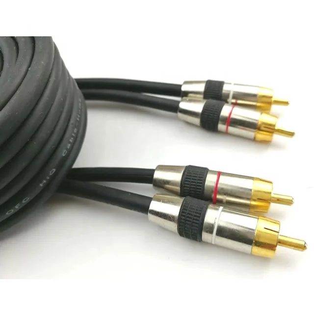 Twin RCA экранированный Phono аудио кабель с биркой провода
