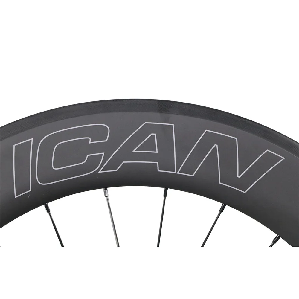 New Ican Carbon Clincher 86mm Bike Wheelset With Sapi Spokes Wheels