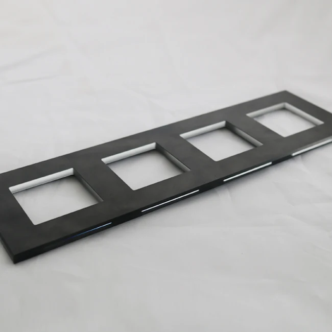 High quality polish edge CNC drilling hole low temperature paint 4 gang socket tempered glass for wall switch