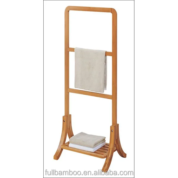 FB7-3017 bamboo Bathroom Towel Clothes Rack hamper shelf