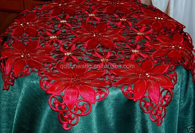 Рождественская настольная подсвечник из красной ткани с вышивкой и резаком