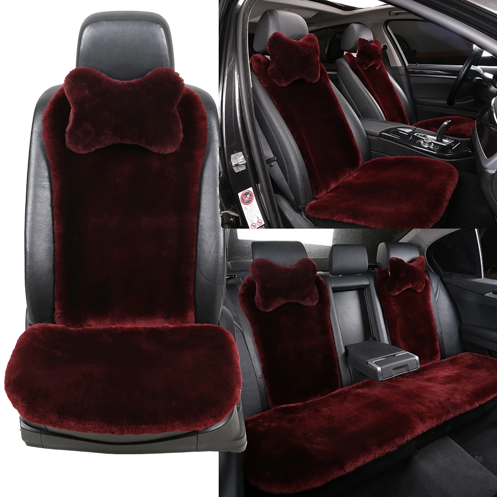 Universal Car Seat Cover Leather for Auto Sheepskin Accessories