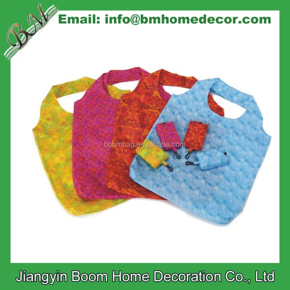 Customized Full Color Logo Sublimation Printing Compact Shopping Bag Reusable Polyester Folding Shopping Tote Bag