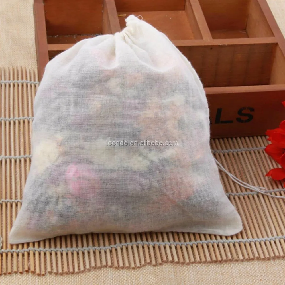 Reusable organic thin cotton voile sachet bag for packing seed