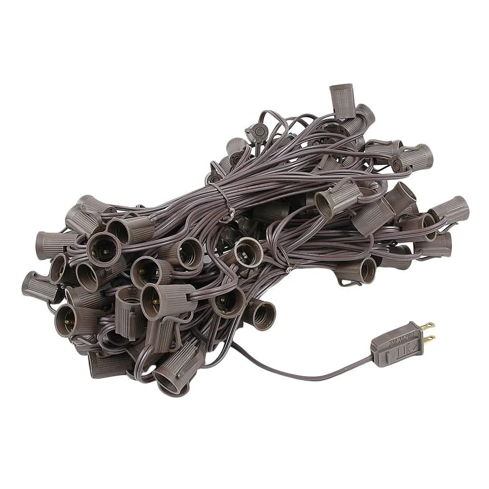 Рождественские струны коммерческого класса, промежуточная база (C9/E17), расстояние 12 дюймов, зеленый провод