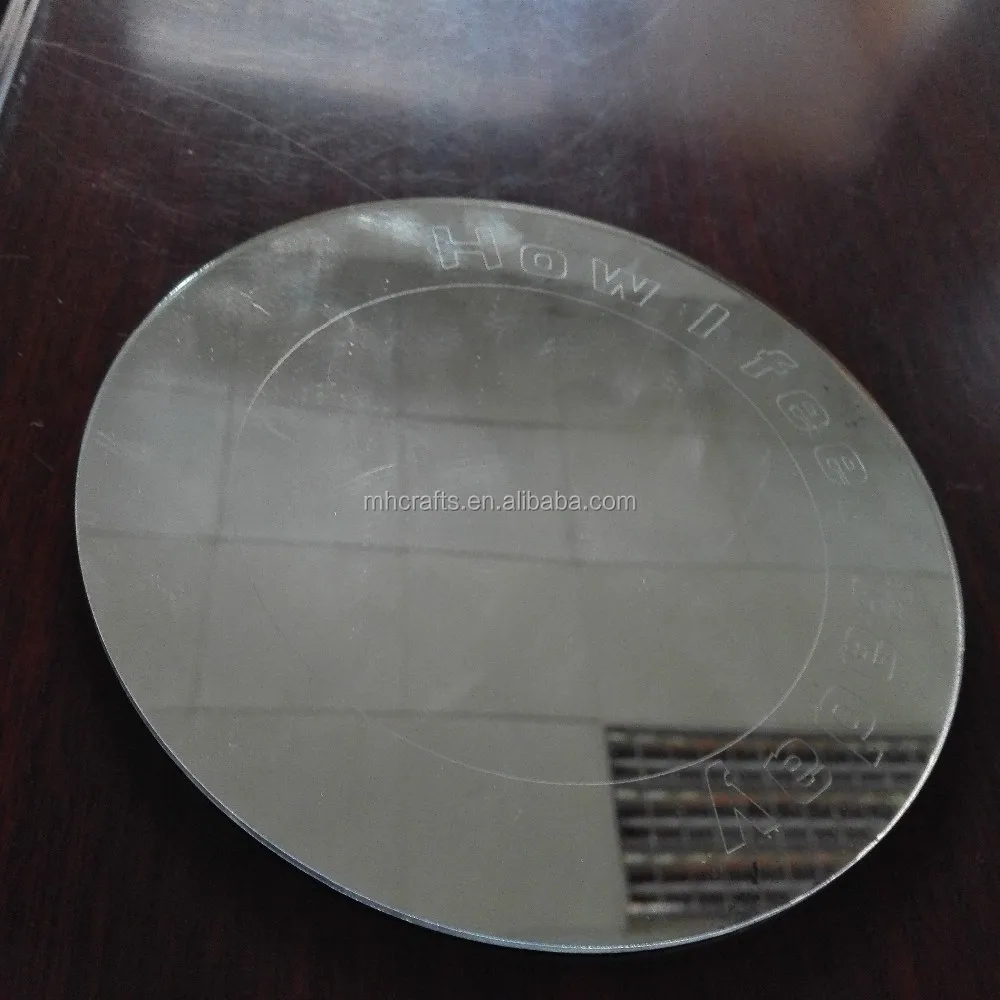 Fashion acrylic laser engraved round silver mirror double sided acrylic mirror sheet