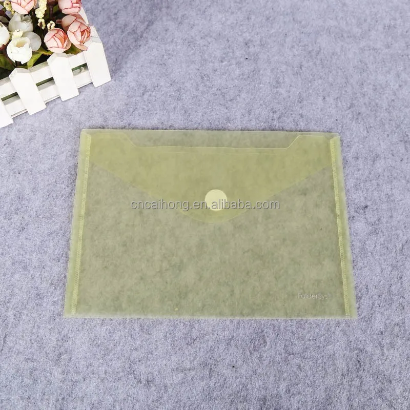 
wholesale logo printed magic button pp clear a4 plastic envelope bag plastic envelope for document transparent file folder 