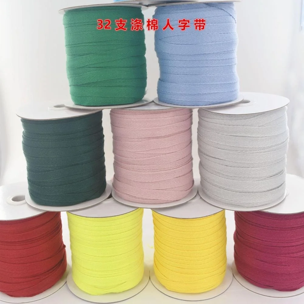 Colorful 1cm cotton and ploy herringbone tape for binding