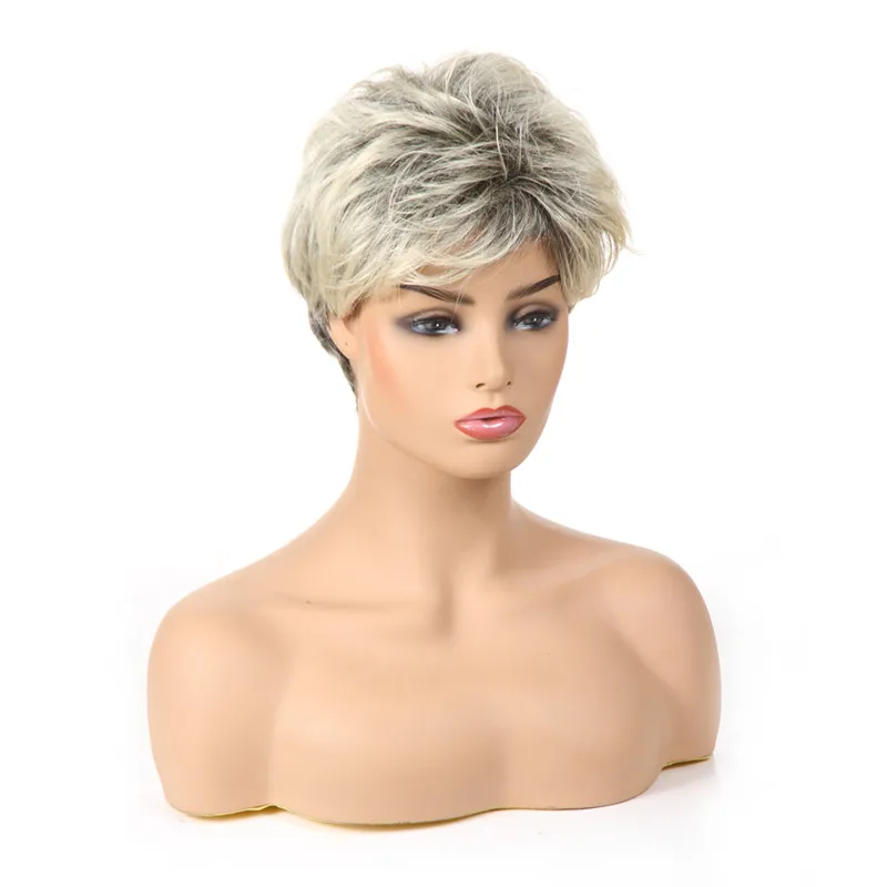 Short Hair Wig 613# Blonde Synthetic Short Straight Haircut For White Women