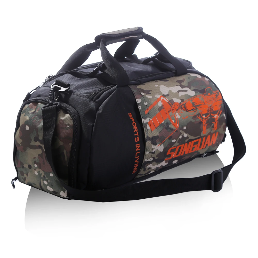 Camo Gym Travel Sports Duffel bag Backpack with Shoe Compartment