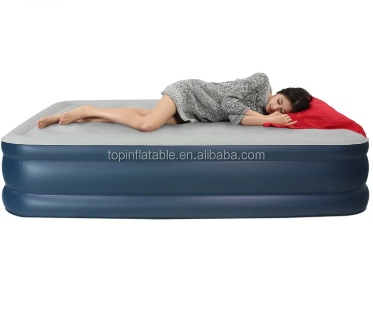 auto Inflatable Flocked Queen Size Home Furniture Built-in Pump Portable Air bed Mattress with removable battery