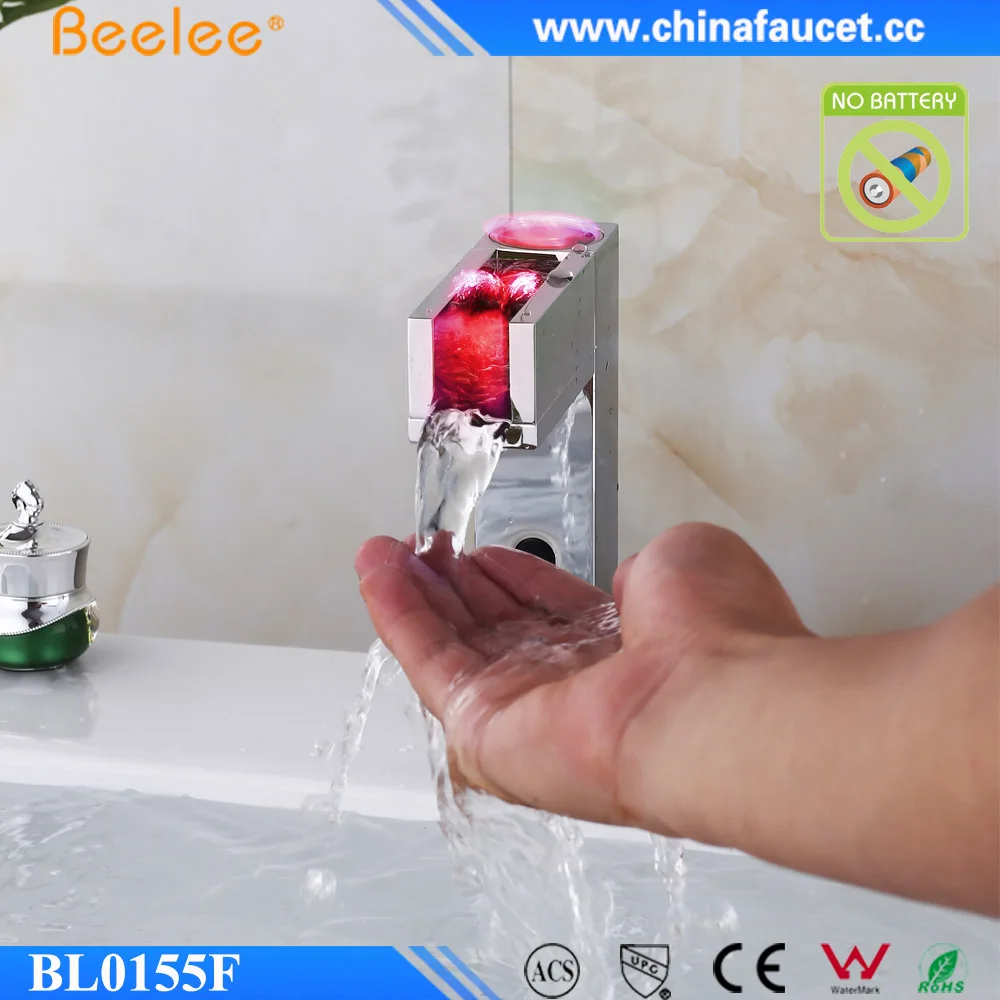 Beelee Brass Chrome Hand Free Automatic Water Faucet Auto Sensor LED Basin Taps