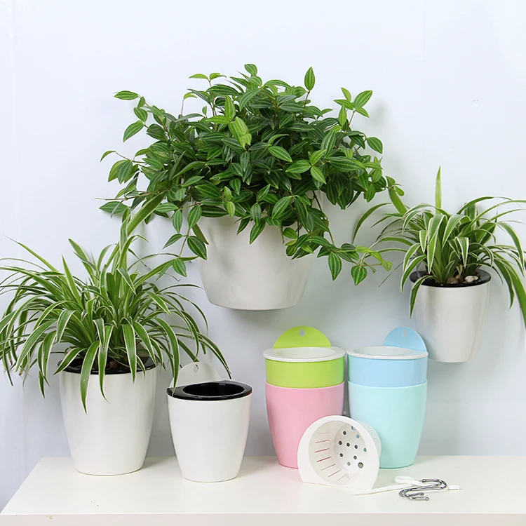 self watering Plant Flower Pot Wall Hanging Plastic Planter House Garden