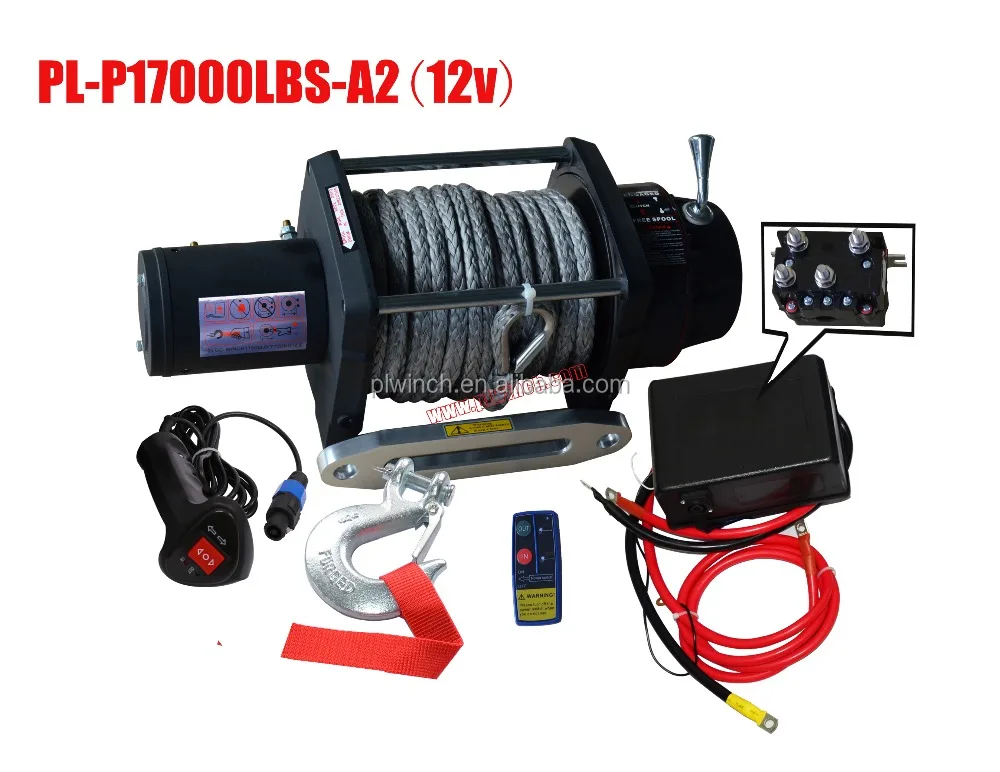 powerful 17000lbs electric winch with synthetic rope