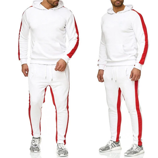 New Sportswear 2 Piece Hoodies and Pants Wholesale Men Track Suit Set Print Custom Logo Suit with Contrast Panel