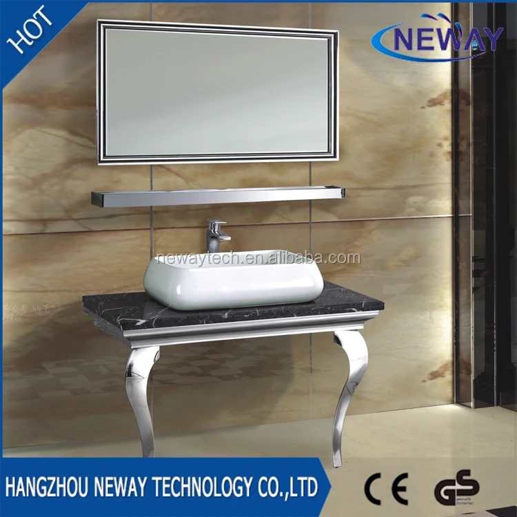 Classic stainless steel floor standing sink with ceramic basin