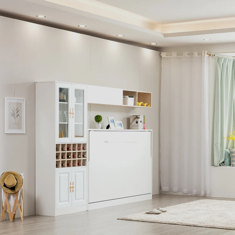 Widely used space saving adjustable murphy bed hardware beds bookshelf queen wall bed