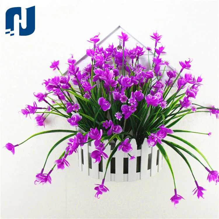 Artificial Flowers,Plants Faux Plastic Greenery Shrubs Indoor Outside Hanging Planter Home Wedding Garden Decor