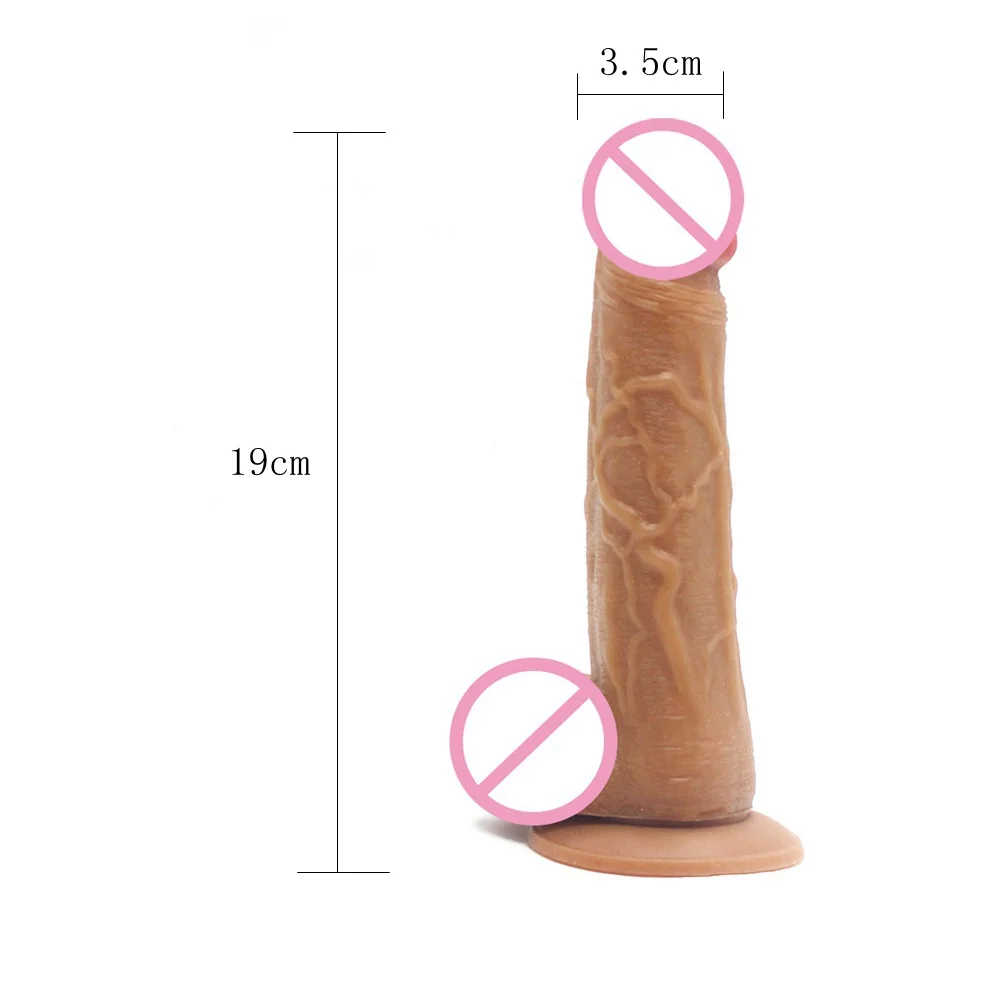 7 Inch Double Layer Real Soft Silicon Dildo Adult Realistic Gay Huge Penis Sex Toys Products Sex Dong with Strong Suction Cup