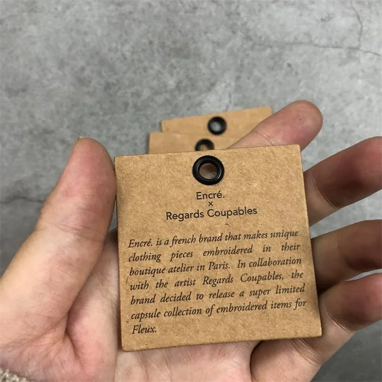 Пользовательская одежда, переработанная Экологически чистая коричневая ушко, ярлык из крафт-бумаги