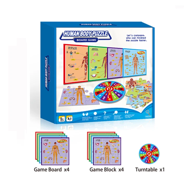 
Hot selling plastic human body puzzle children board game educational toys 