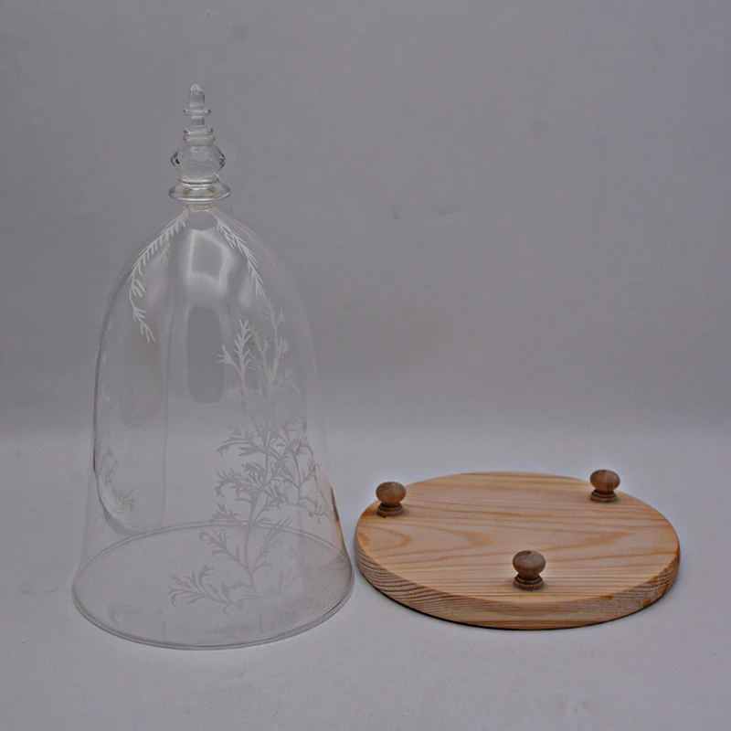 Стеклянный купол Красавица и чудовище с внутренним светом с деревянной основой