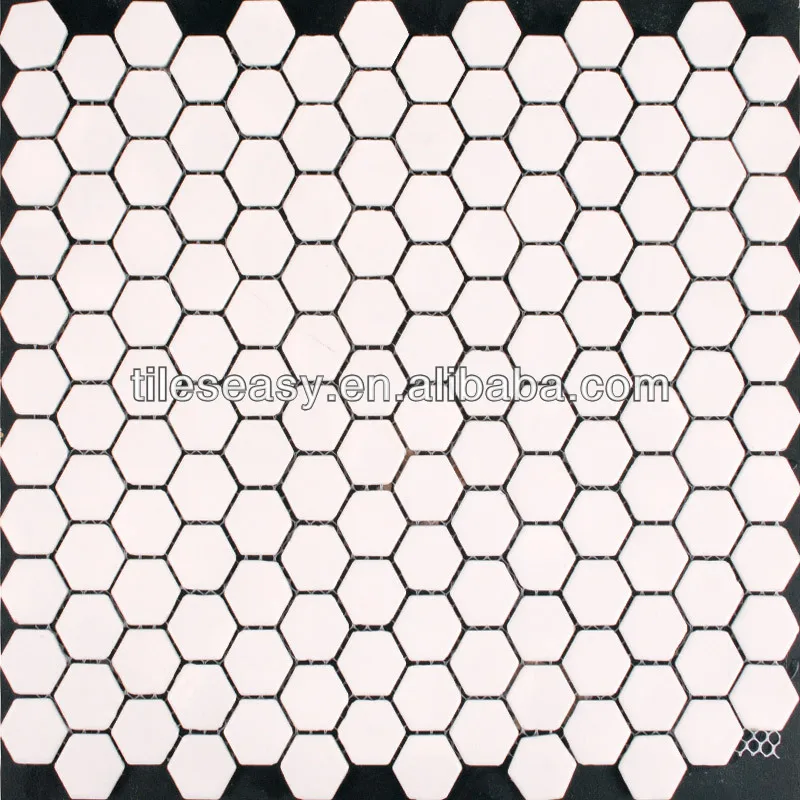 Hexagon white ceramic mosaic tiles for swimming pool and bathroom