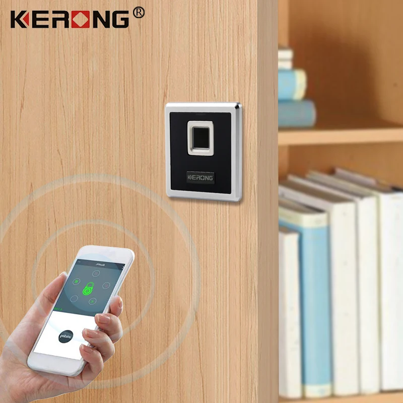 KERONG Small Panel Hidden Smart Electronic Cabinet Fingerprint Lock Biometric Intelligent Wireless Lock for Drawer