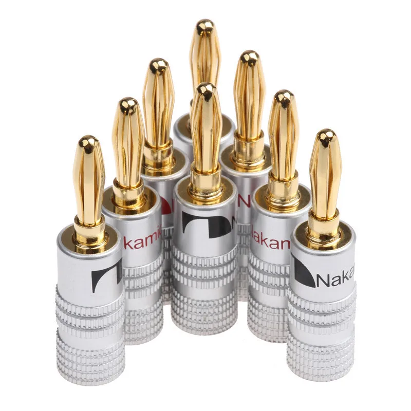 Urlwall 8PCS 4mm Pin Speaker Banana Plugs Gold Plated Wire Cable Connector For Audio Musical Speaker Adapter Kit