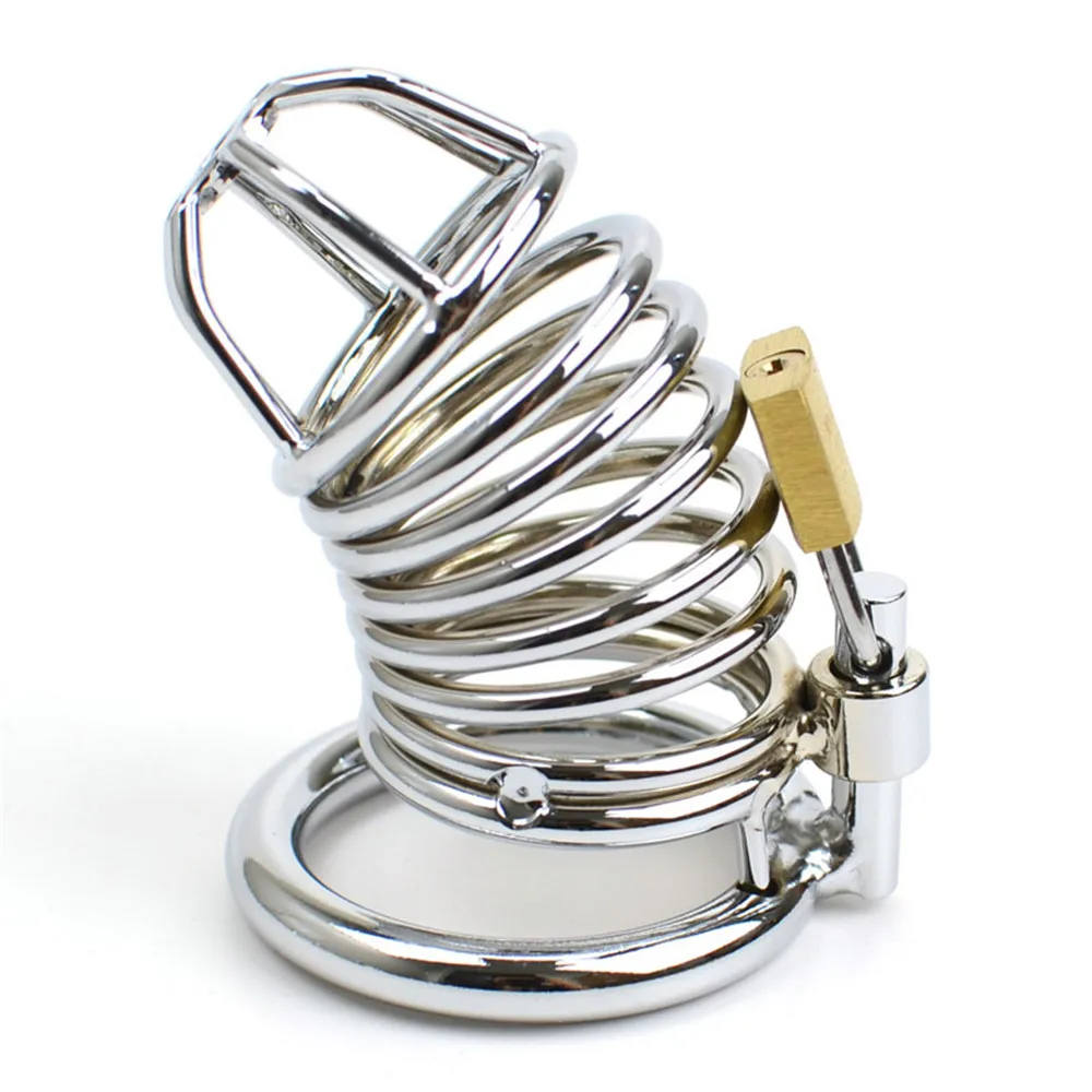 Lockable Cock Ring Stainless Steel Cock Cage Penis Ring Sleeve Lock Cock Chastity Device Cage Men Chastity Belt